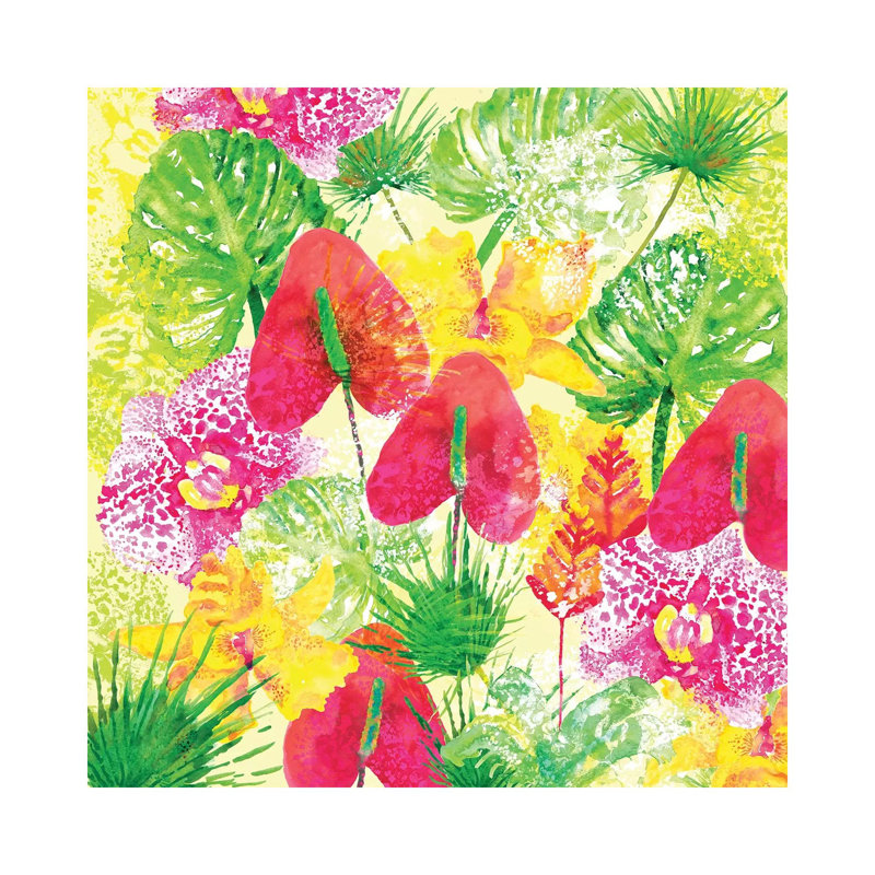 Fleurs tropicales par Sara Berrenson - reproduction d'art, H 48 po x l 48 po x 1,5 po, Aucun mat, Toile tendue