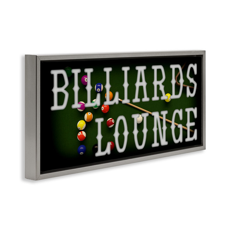 Cadre flottant Billiards Lounge, conçu par Marcus Prime, H 11 po x l 25 po, Cadre flottant gris lustré