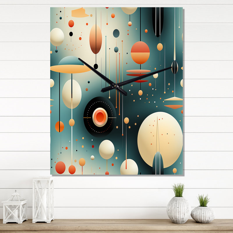 Jamyis - Horloge murale abstraite Mid-Century, H 32 po x l 14 po x P 1 po