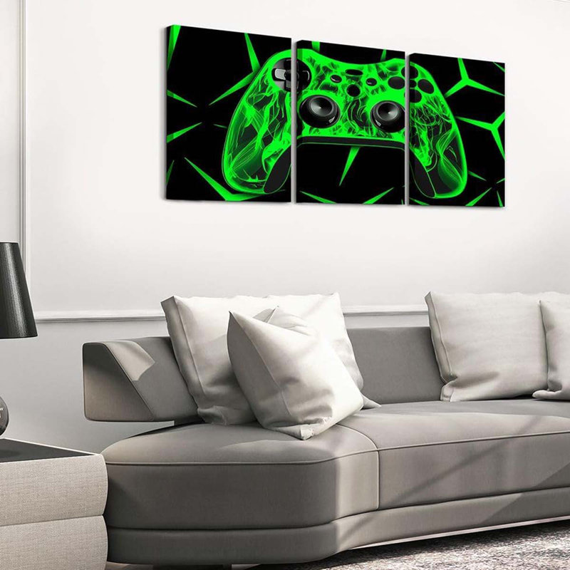 3 Piece Wrapped Canvas Print, Green