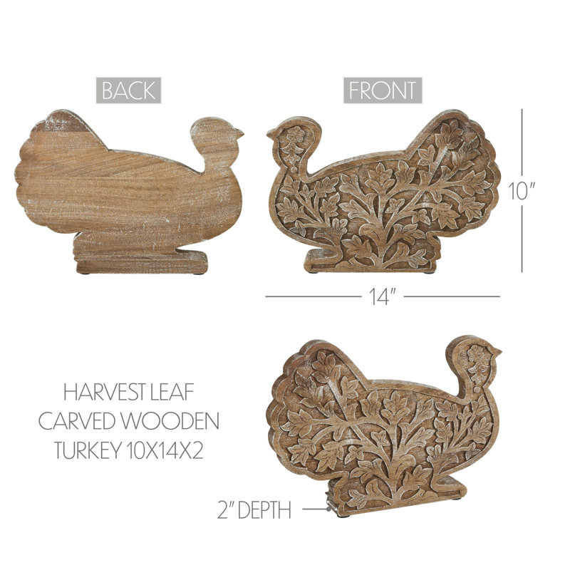 Dinde en bois sculpté 10x14x2