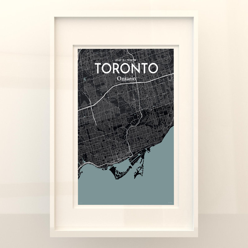 Toronto City Map in Midnight 1 Piece Wall Art, 36cm H x 24cm W x 0.05cm D