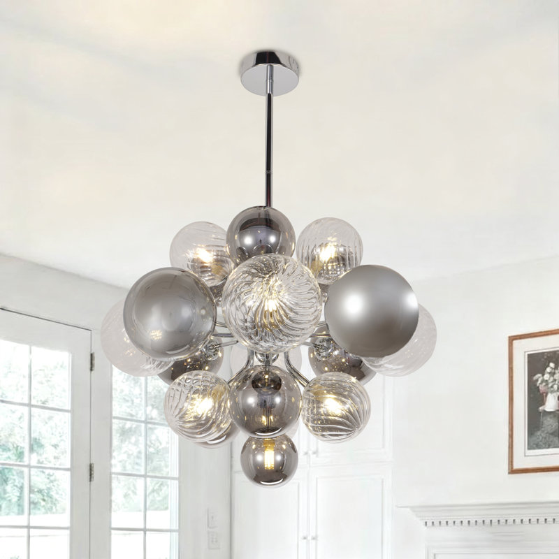23.6" Modern Silver Bubble Molecular Chandelier