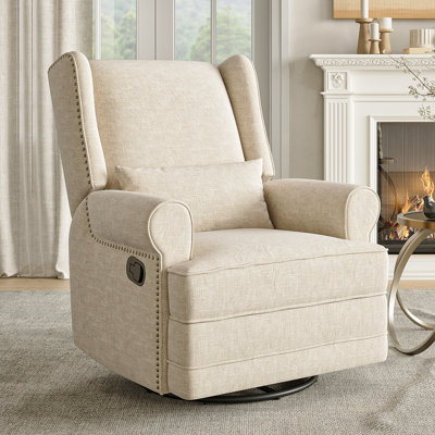 34" Wide Swivel Rocking Nursery Recliner Comfortable Upholstered Glider by Winston Porter