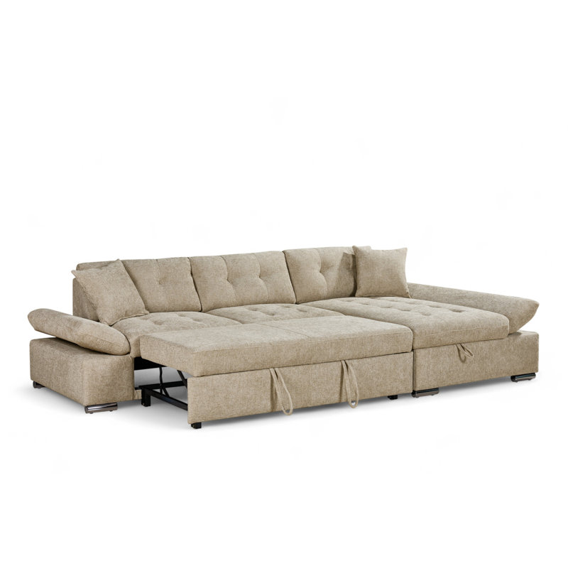 Aayush 4 Seater Sofa Bed, Beige, Right Hand Facing