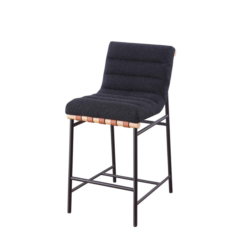 Chaise à hauteur de comptoir Lahni Boucle, Noir