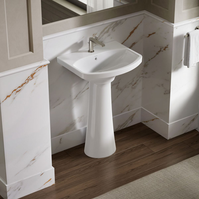 Cimarron Pedestal Bathroom Sink, White