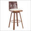 Set of 2 Swivel Bar Stools with Walnut Frame and Beige Seat