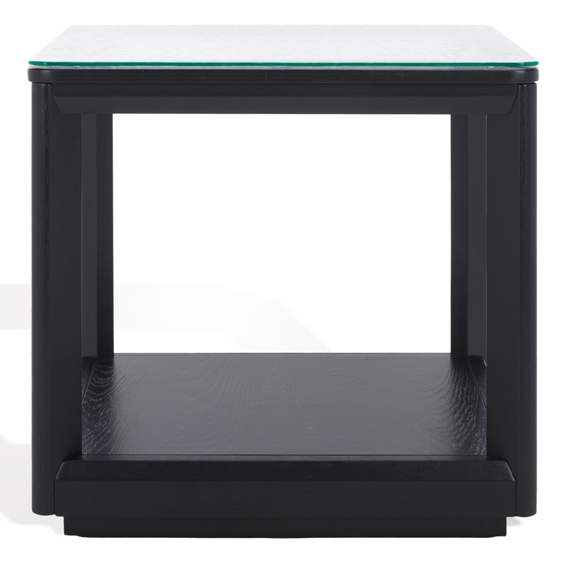 Charde Glass Top End Table, Black