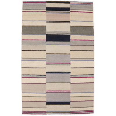 Janeczka Stripes Hand-Tufted Modern Rectangle 5' X 8' Area Rug Multicolored