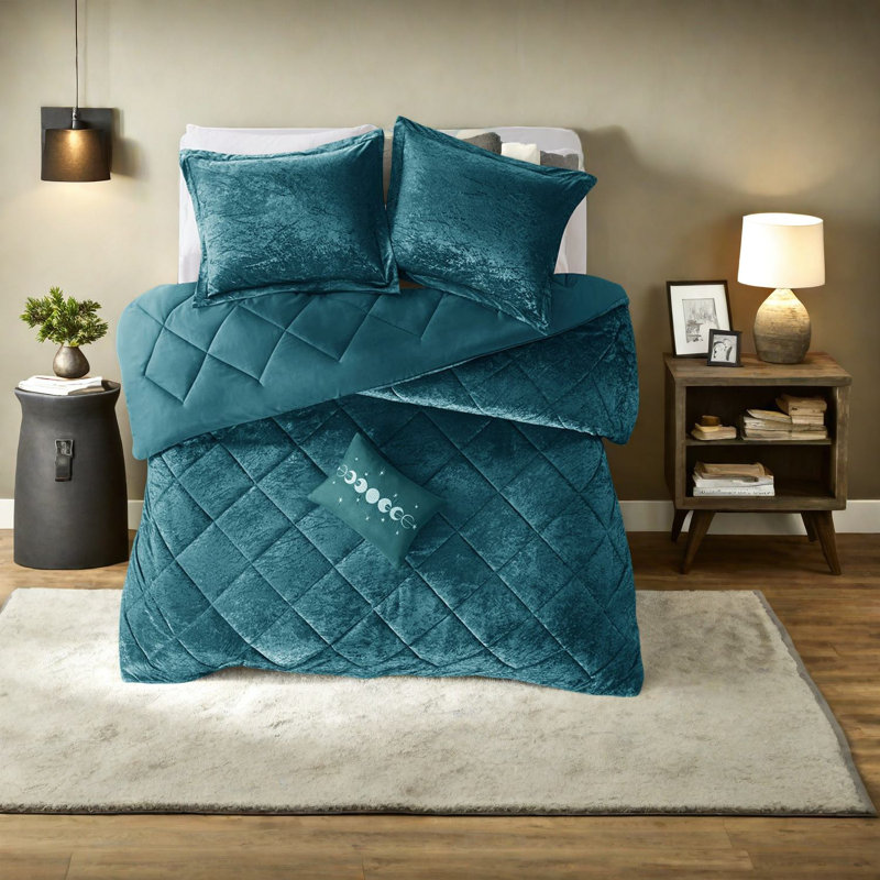 Ensembles de literie en velours de luxe, conception sarcelle en polyester pour le confort de la maison