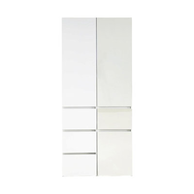 Ely Dual Closet Cabinet W Mirror, 4 Drawers, 71 Inch, White Melamine