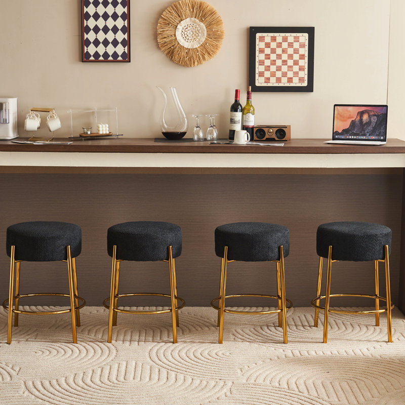 24 po de hauteur, tabourets de bar ronds, ensemble de 2 - Tabourets de salle à manger rembourrés contemporains pour cuisines, cafés et bars - comprend des pieds de support robustes
