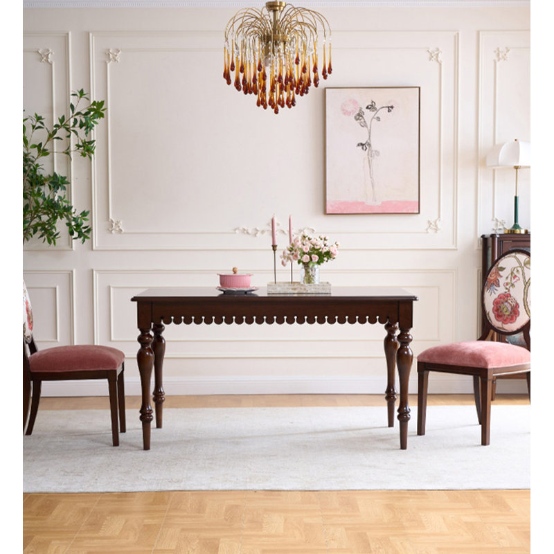 Rectangular American-style retro all-solid wood dining table