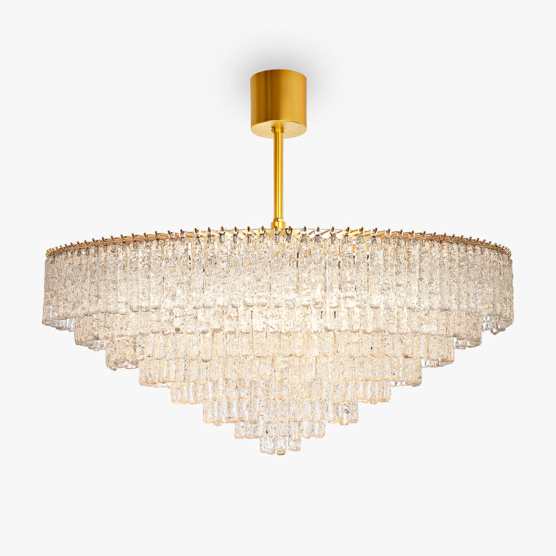 Lustre en laiton à 12 lumières Kheyla, Laiton poli, H 13 po x l 39 po x P 39 po, TEXTURE GIVRÉE