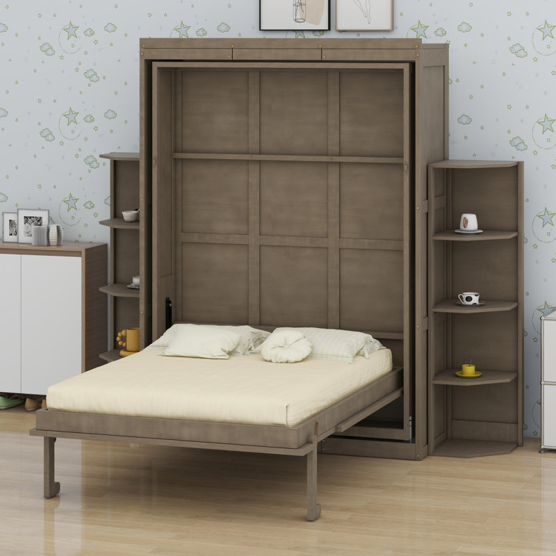 Lit escamotable avec armoire murale cachée, Grey