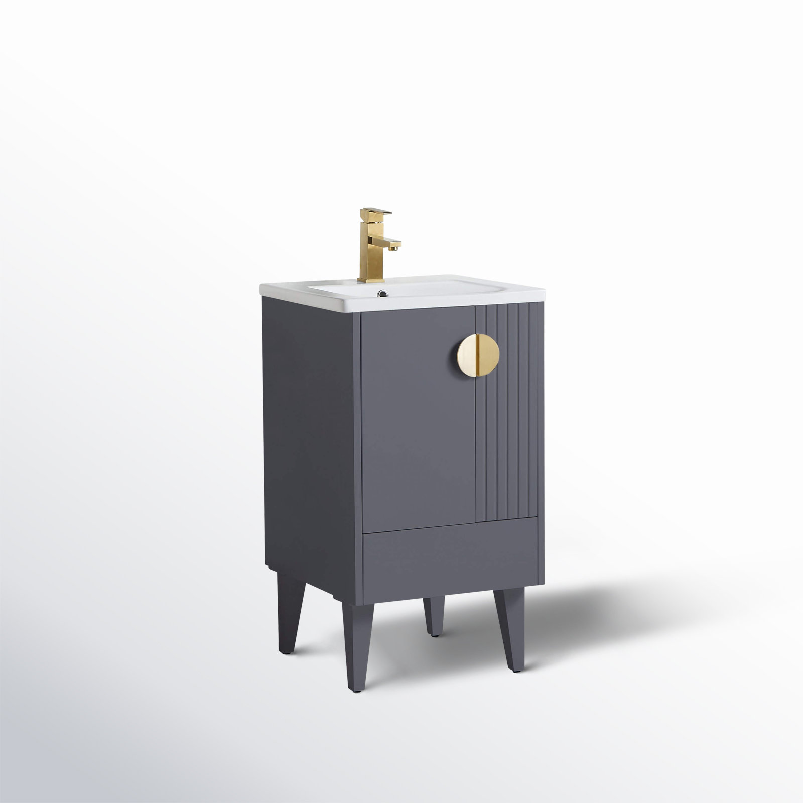 Saimah 20'' Single Bathroom Vanity, Satin Brass, Rock Gray