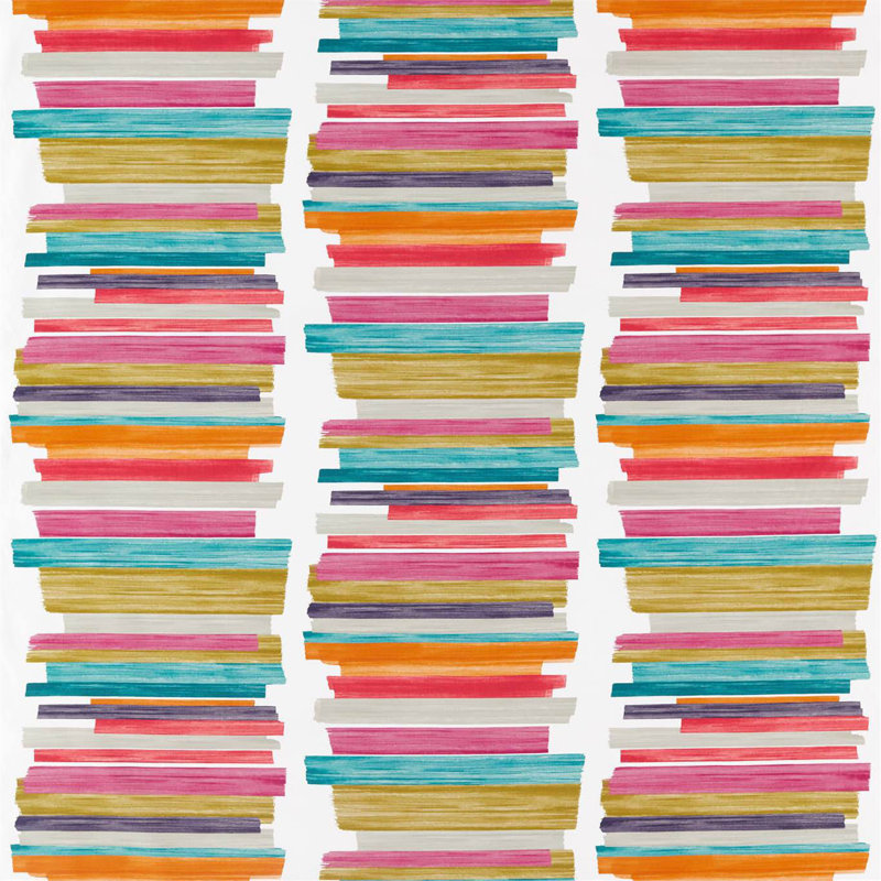 Calcine Fabric, Teal/Fuchsia/Mandarin