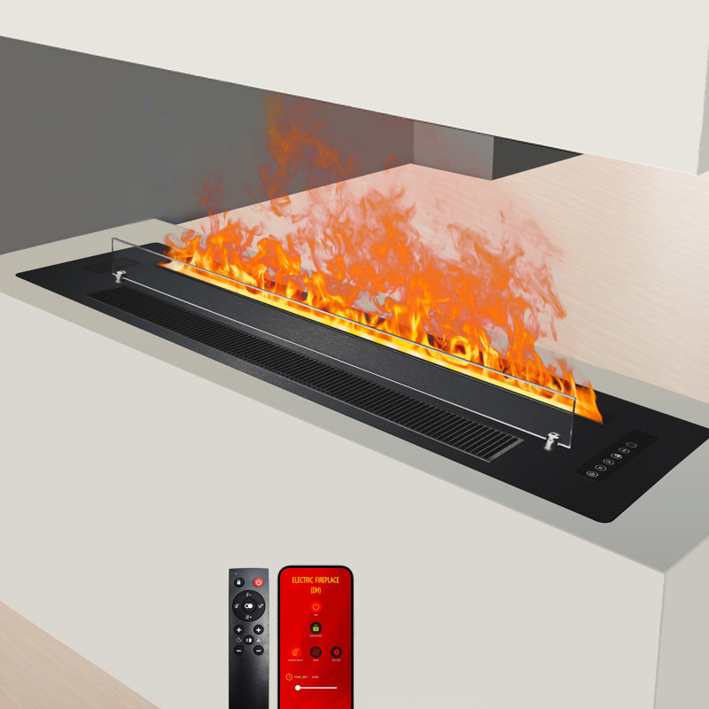 Smart APP Electric Fireplace Heater 3D Water Vapor Fireplace RGB Colorful Flame 650W/1300W Electric Fire Place with Baffle