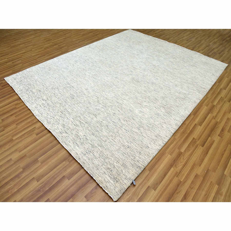 Tapis beige en laine noué à la main 8 pi x 10 pi 1 po sel et poivre 2E739DB1ACEB4E6AB0DD4F23E9C6DEEF