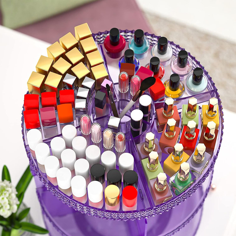 Organisateur de maquillage rotatif 360 avec 7 couches réglables - Rangement pour parfums et cosmétiques pour comptoir de salle de bain et de salle de bain