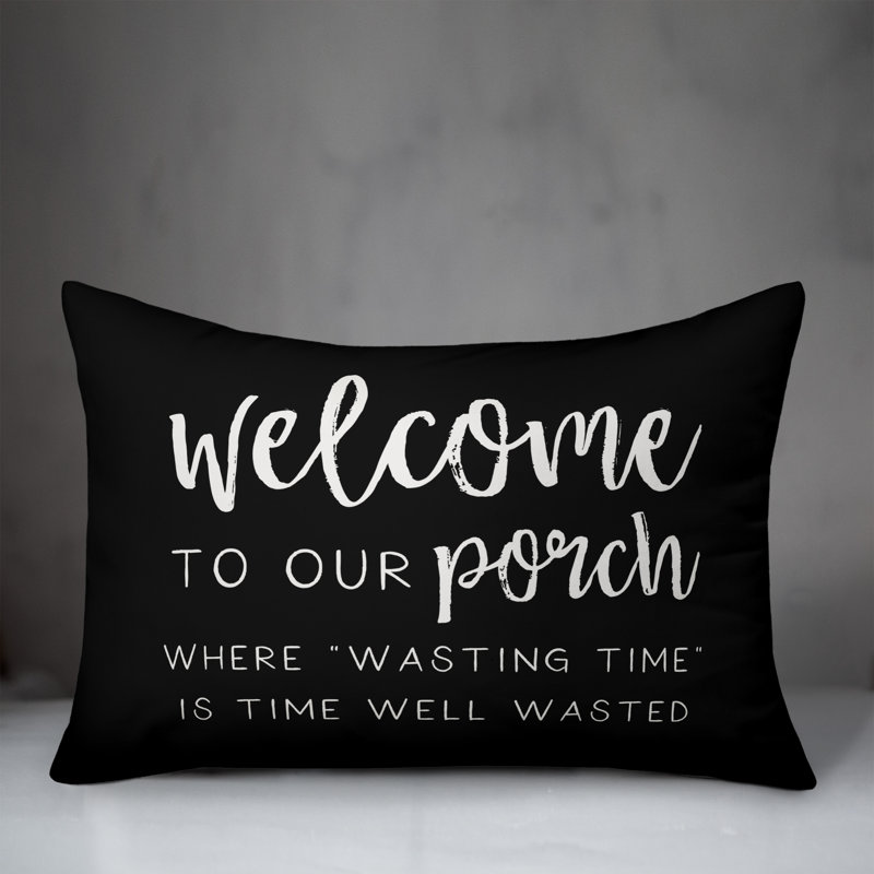 Coussin décoratif intérieur / extérieur en polyester , H 18 po x l 25 po, Noir