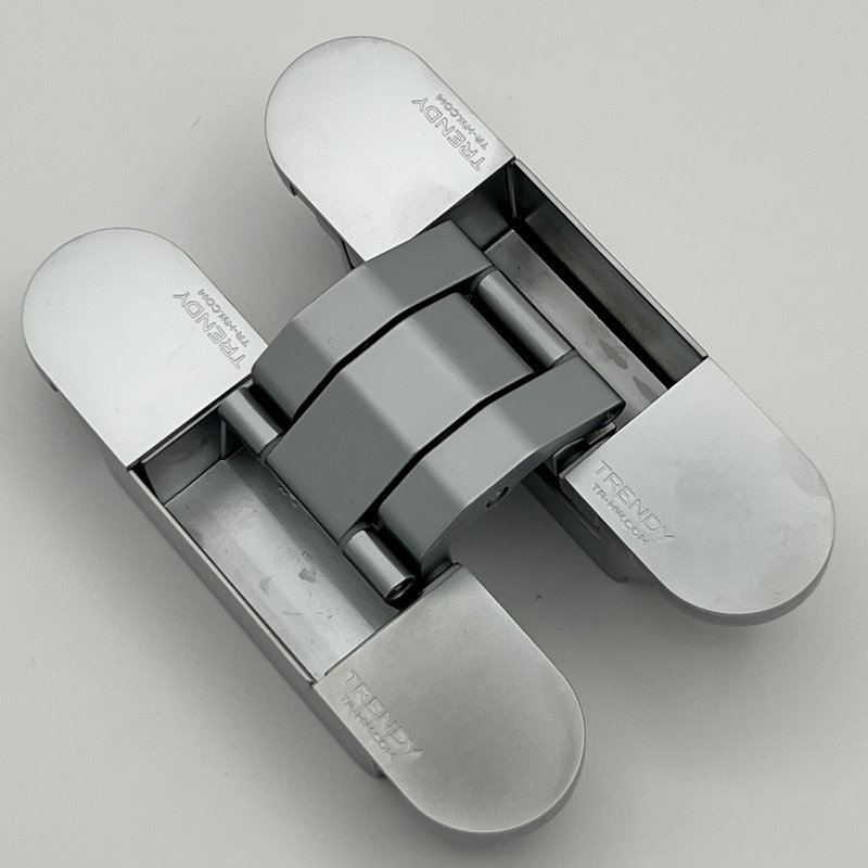 Charnières dissimulées réglables 3D chrome satiné