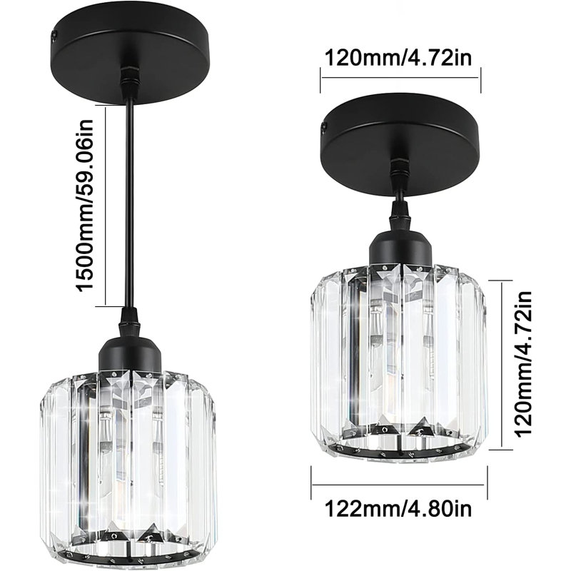 Luminaire suspendu cylindrique 2 lumières Kayle, Noir