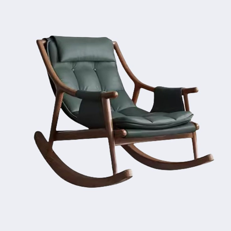 Chaise berçante réglable en bois massif Nordic, Bleu sarcelle