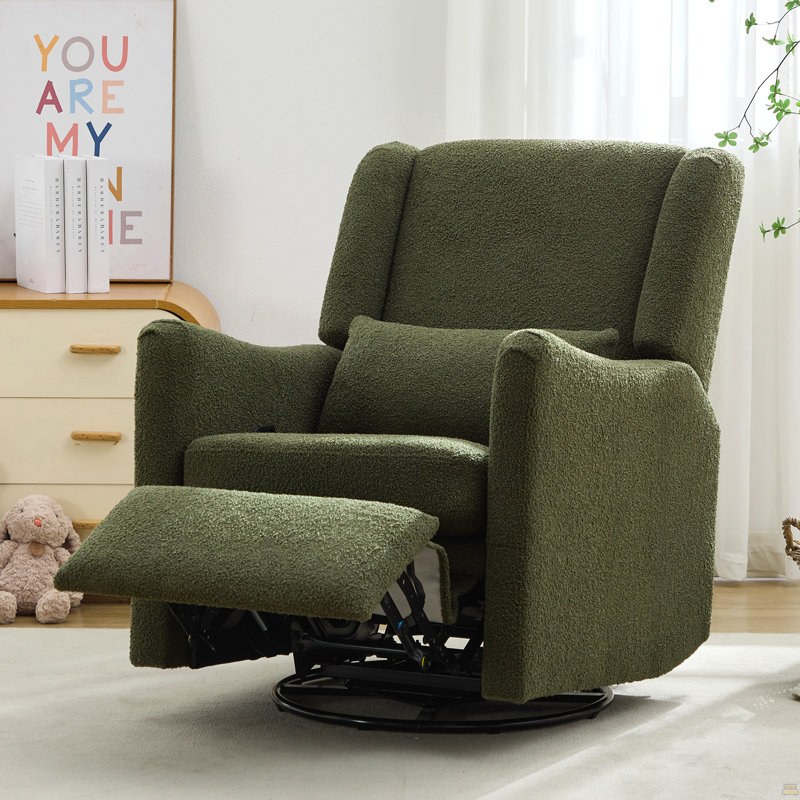 Fauteuil inclinable pivotant à bascule de 75 cm de large, avec dossier à oreilles, fauteuil à bascule, chaise berçante pour chambre d'enfant