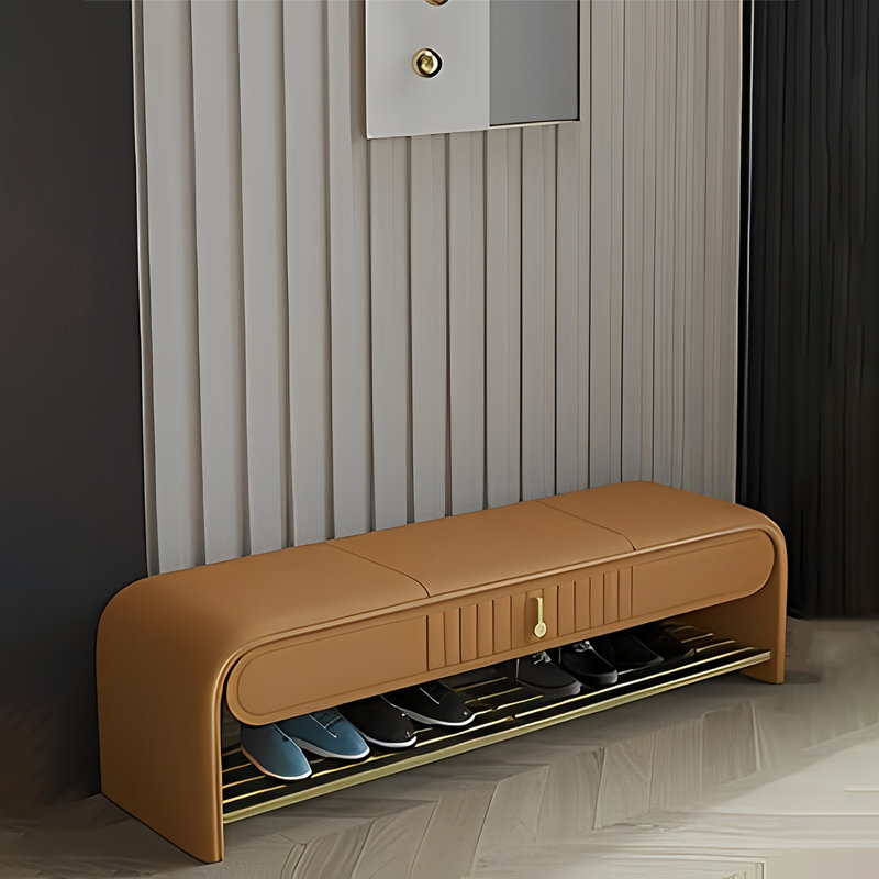 Tabouret de porte italien de luxe avec lumière italienne, Orange, H 18,11 po x l 61,81 po x P 15,74 po