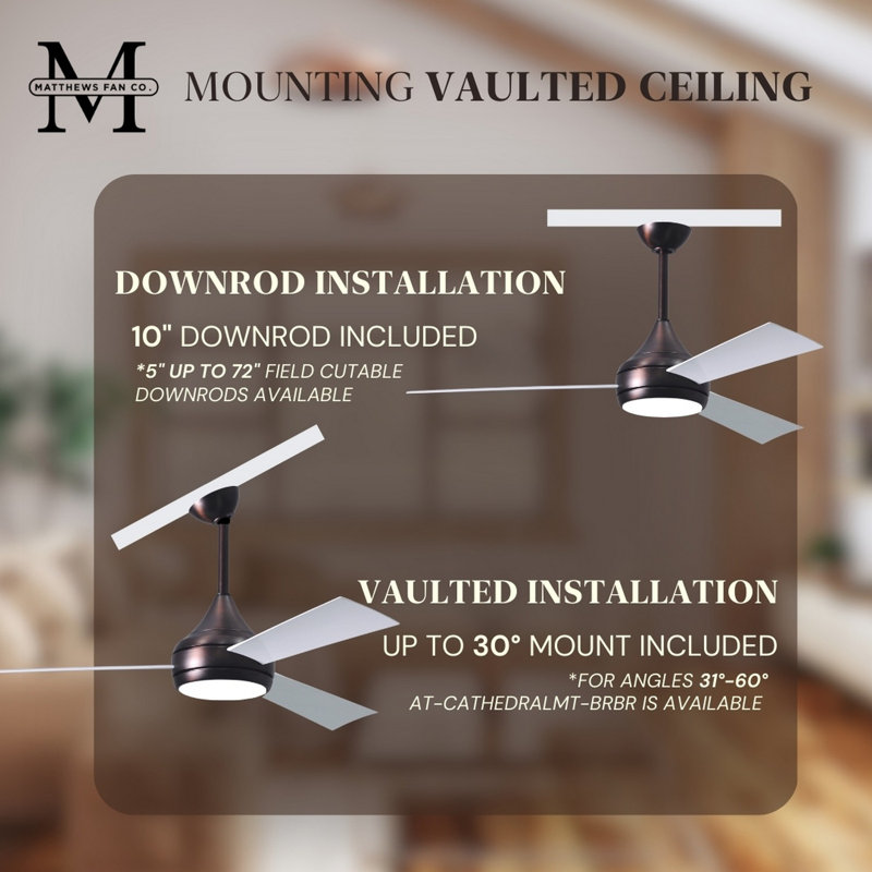 Donaire LED Outdoor Downrod Ceiling Fan, Brushed Bronze, Gloss White