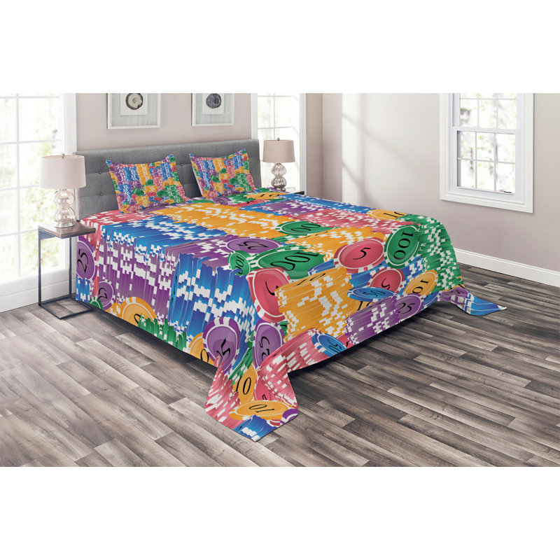 Casino Polyester Coverlet, King Bedspread + 2 Shams