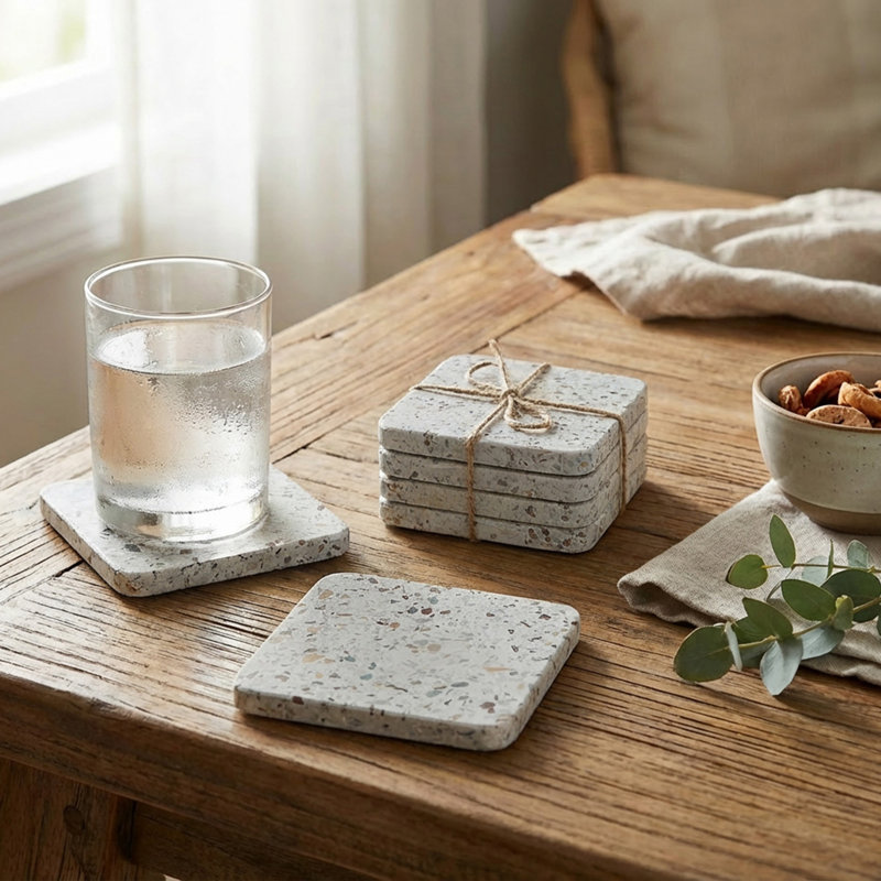 Sous-verre carré 4 pi 4 po Terrazzo