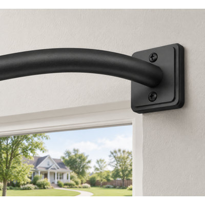 French Return Styling Gives This Matte Black 1" Metal Drapery Rod Its Wrap-Around Blackout Design; the Heavy-Duty Rod Adjusts 28-48 Inch for Bedroom, Living Room, and Kitchen Windows