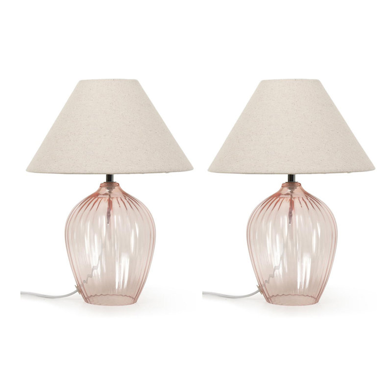 Matheo Glass Table Lamp, Pink