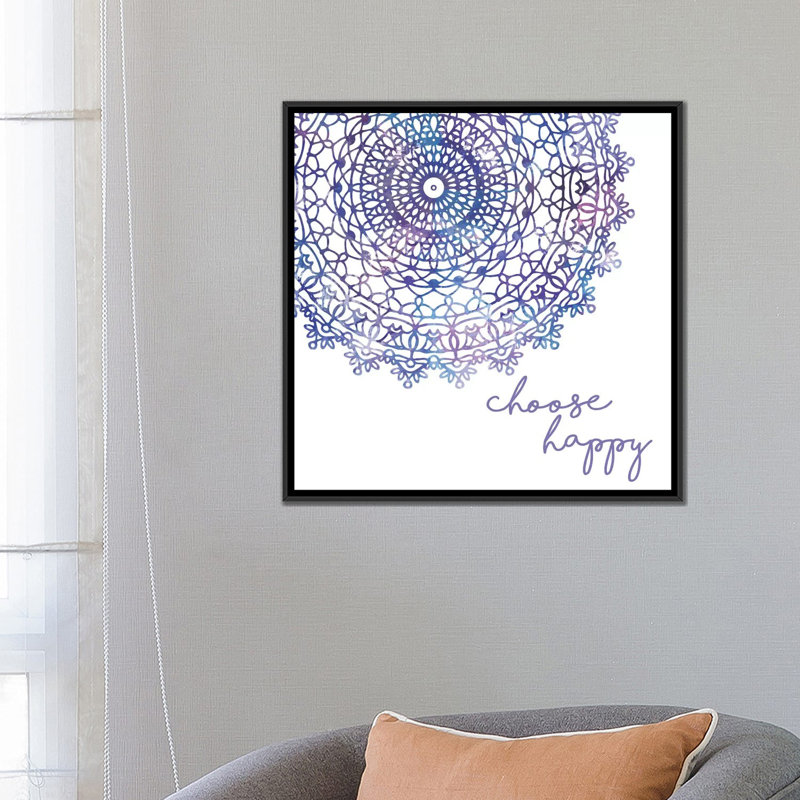 «Cosmic Mandala I», impression sur toile tendue, H 18 po x l 18 po x P 1,5 po, Toile avec cadre noir, Pas de tapis