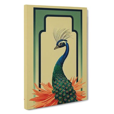 Peacock Art Deco - Wrapped Canvas