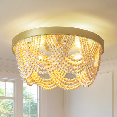 Ventilateur de plafond en cage avec perle et télécommande Maythel