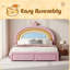 Lit tapissier arc-en-ciel design, lit plateforme en velours avec tiroir de rangement Princess-2101961450