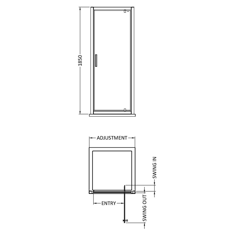 710mm - 750mm W x 185mm H Pivot Framed Shower Door with Clear Glass