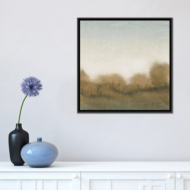 «Golden Treeline I», reproduction d'art sur toile tendue, H 18 po x l 18 po x P 1,5 po, Toile avec cadre noir, Pas de tapis