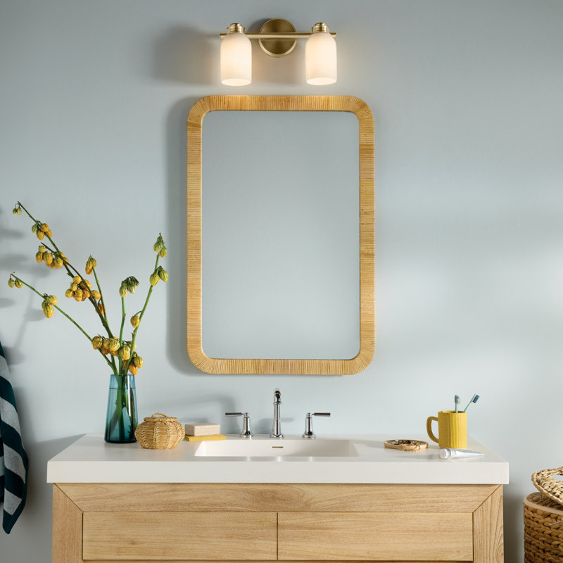 Champagne Bronze 15" Vanity Light with White Opal Glass