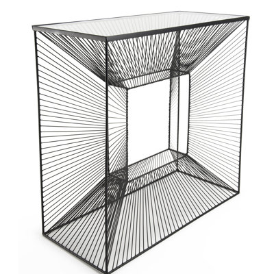 Rafelo 87 cm W Glass Top Console Table