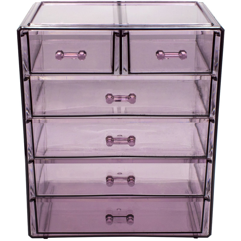 Purple Clear Acrylic 7-Drawer Makeup and Jewelry Organizer