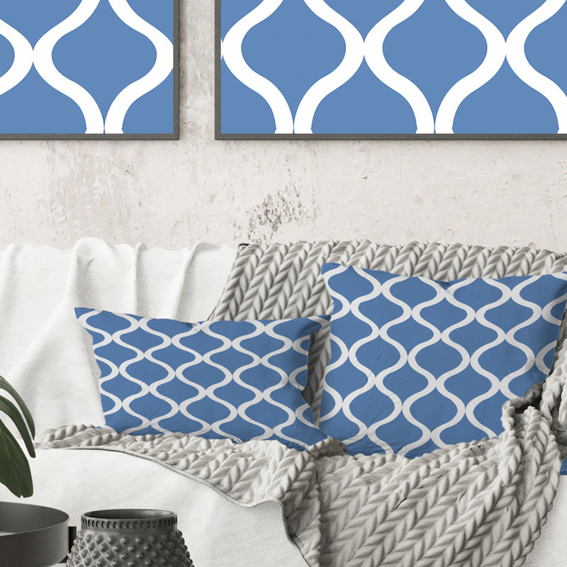 Coussin lombaire bleu Modern Trellis II