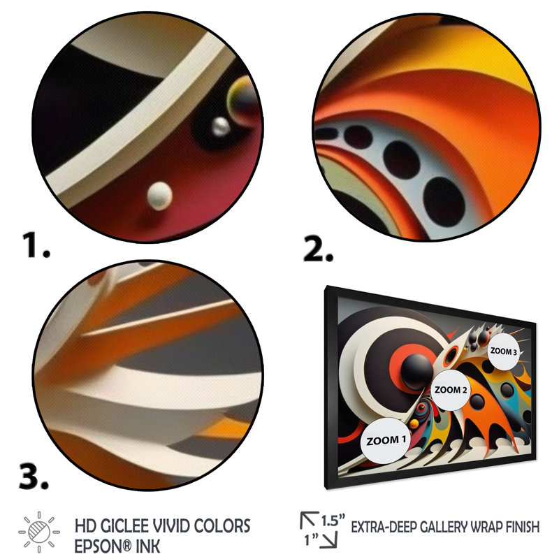 Ardriana - art mural moderne sur toile géométrique, Cadre d'angle fermé noir, L 20 po x H 12 po