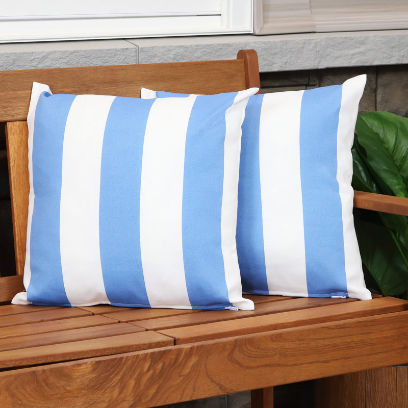 17" Square Outdoor Decorative Throw Pillows - Beach-Bound Stripe, Beach-Bound Stripe, 17"H x 17"W