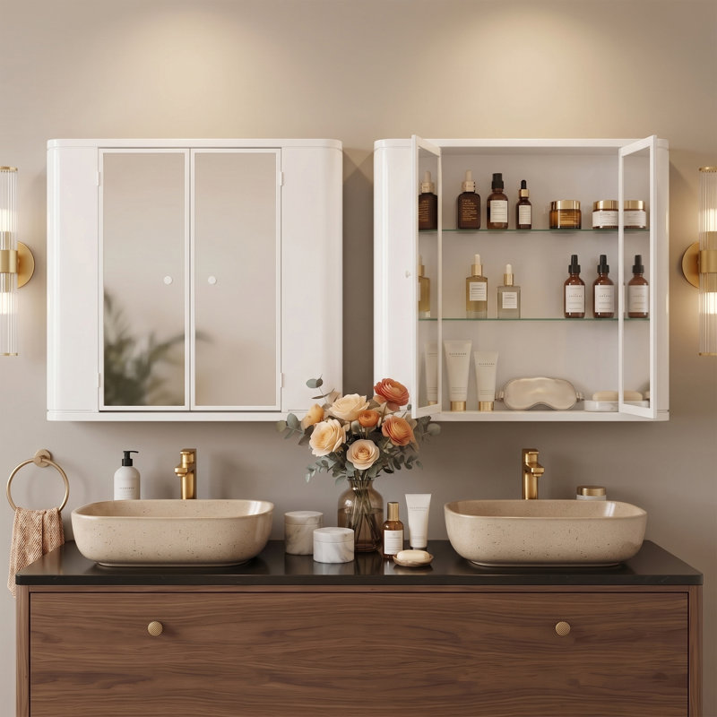 Armoire à pharmacie avec miroir, 70 x 60 cm, Naturel
