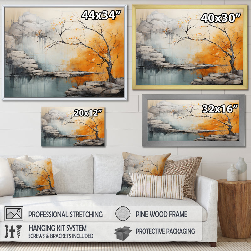 Minimalisme arbre Ephemeral Power III sur impression sur toile, H 12 po x l 20 po x P 1 po, Toile tendue